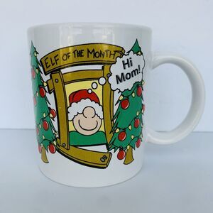 Vintage Ziggy Elf Of The Month “Hi Mom” Christmas Holiday Coffee Mug Tea Cup